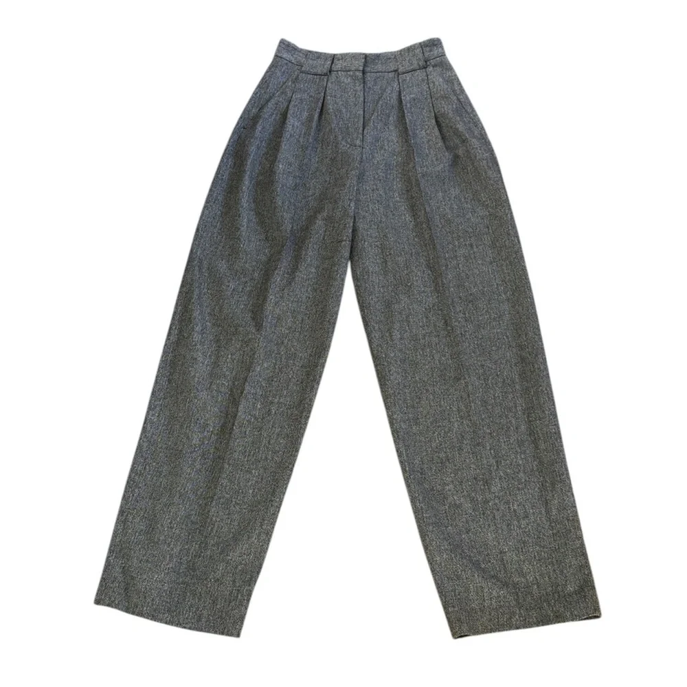 NEW Claudie Pierlot Paris High Waisted Pleated Trousers Pants in Molten Gray - 4